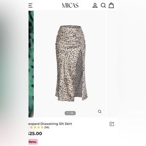 MICAS leopard drawstring slit skirt